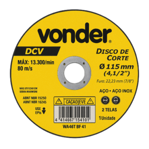 Disco de corte 115 mm x 3,2 mm x 22,23 mm DCV, VONDER