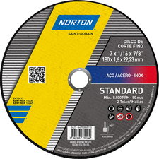 Disco de Corte FINO 180x1,6x22.23mm (7pol) - Standard NORTON